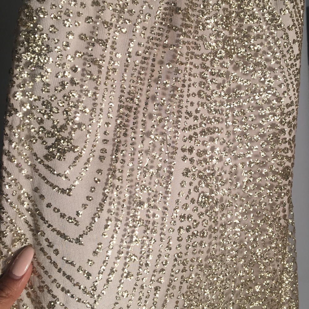 Meshki Gold Champagne Glitter Maxi Dress - Picture 4 of 8
